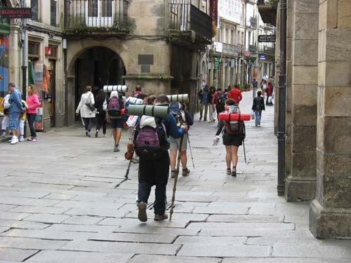 Peregrinos en Santiago de Compostela